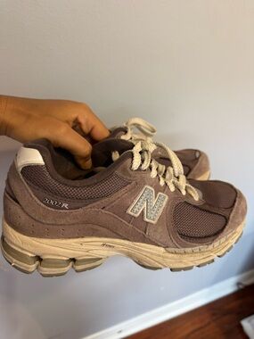 New Balance 2002R Taupe/Brown Suede Mesh Sneakers